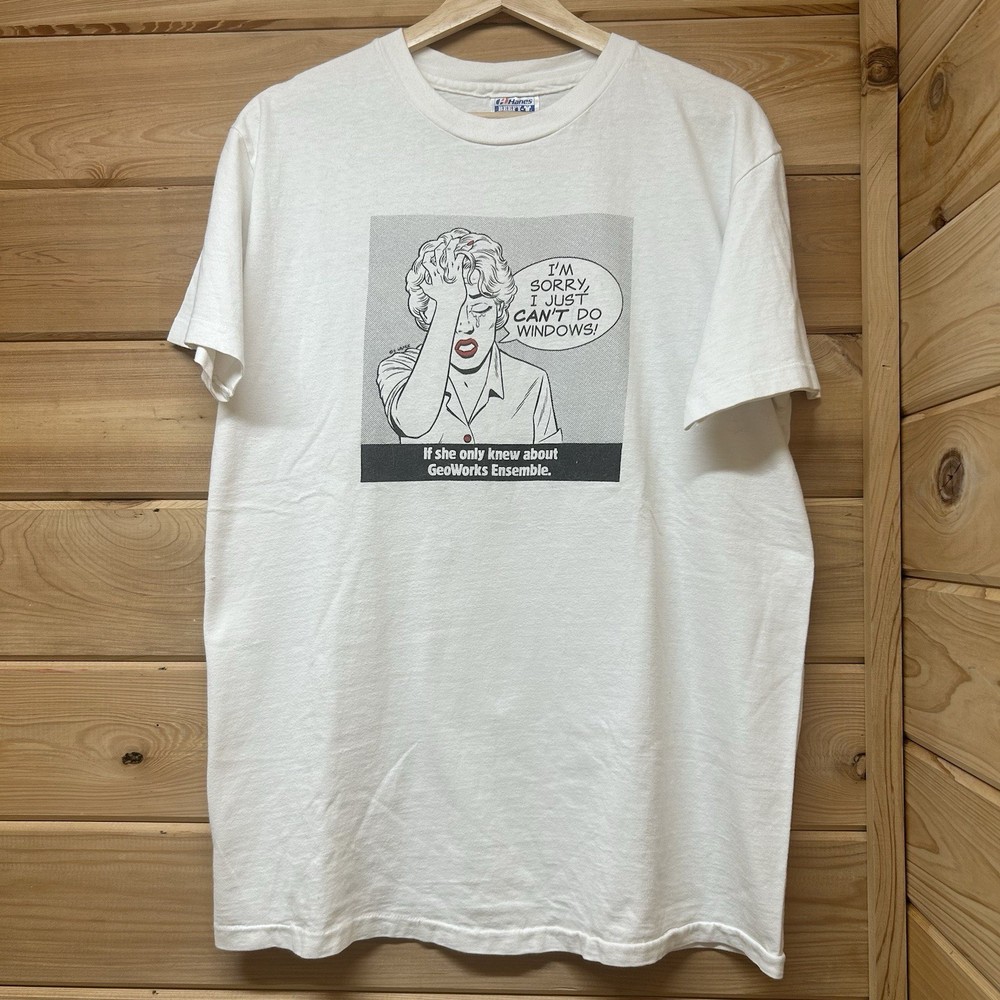 Vintage 90s Geoworks Ensemble Roy Lichtenstein Inspired Pop Art Tech T Shirt
