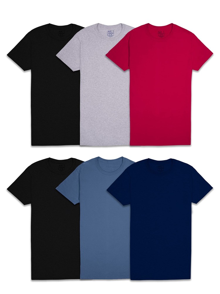 6 Pack Mens Eversoft 100% Cotton Stay Tucked Tag-free Crew T-Shirt XL May Vary