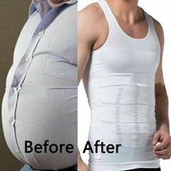 Mens Shirt Slimming Body Shaper Belly Chest Tummy Control Vest Compress Tank Top