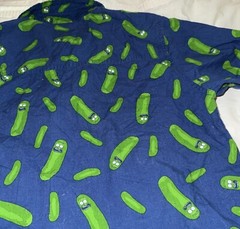 Adult Swim Rick & Morty Men’s Juniors Medium 100% Cotton Collared Pickle Rick