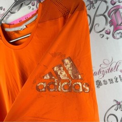 adidas T-shirt top stretchy Orange Short-Sleeve Athletic Tee