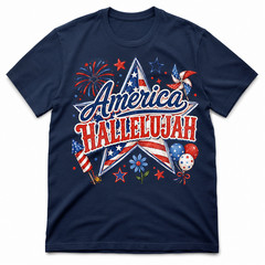 America Hallelujah Shirt 4th July Christian Faith Patriotic Cream Tee
