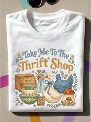 Take Me To The Thrift ShopT-Shirt, Minimal Aesthetic Tshirt, Cute Thrift Cup Tee