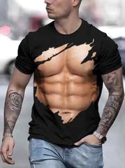 Men’S Casual Crew Neck T-Shirt, Polyester Knit Fabric with Slight Stretch