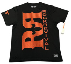 ROCK REVIVAL JEANS Black DOUBLE R Regular Fit Short Sleeve Graphic T-shirt NWT