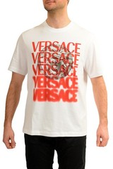 Versace Men’s Logo Print White Crewneck Short Sleeve T-Shirt US XL IT 54