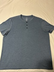 Sonoma Men’s XL Blue Striped Henley T-Shirt Short Sleeve 3-Button Knit