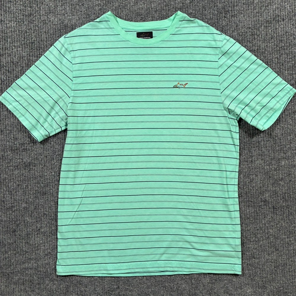 Greg Norman For Tasso Elba Performance Five Iron Tee Mens Size L Green Striped