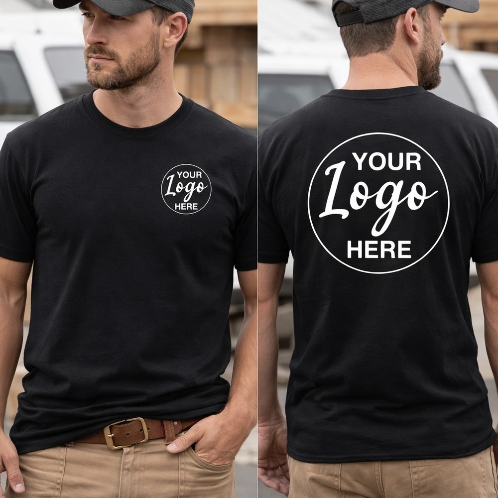 Customised Photo and Text T-Shirt, Custom Left chest & Back t shirt, Custom Tee