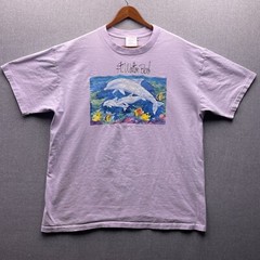 Vtg Dolphin Florida T Shirt Mens XL Fort Walton Beach Fish Graphic Light Pink SS