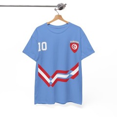 Tunisia Number 10 Soccer Jersey Style Shirt, Tunisian Flag Soccer Shirt