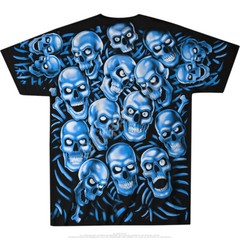 JUICY J STAY FLY-SKULL PILE- BLUE GLOW N DARK-T-SHIRT S-M-L-XL-XXL Halloween