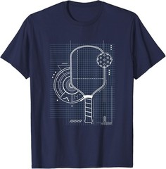 Pickleball Blueprint Patent Style Paddle Technical Graphic Unisex T-Shirt