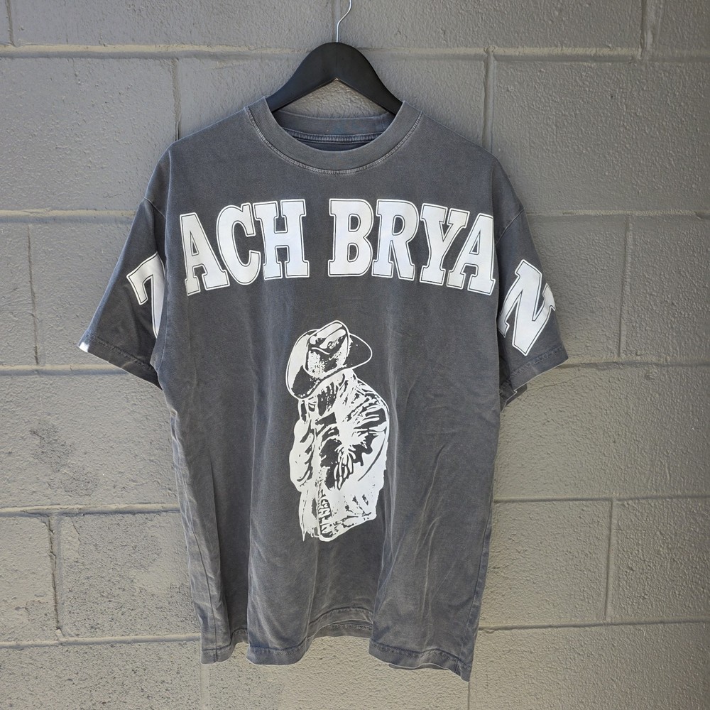 Zach Bryan Distressed Shirt Size Large Gray Official BURN BURN BURN Tour