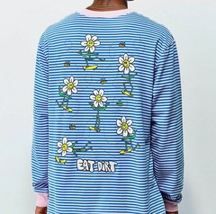 Men’s A-Lab Long Sleeve Tee Size M Blue and Pink Striped Graphic Shirt