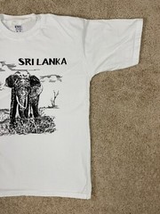 ENG T-Shirt Mens Large Regular Fit Crew Neck Sri Lanka Wildlife Elephant White