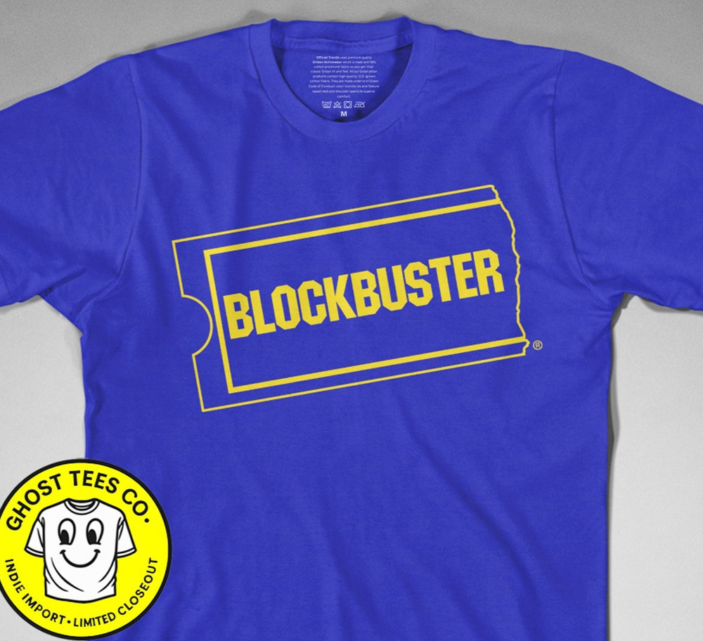 Blockbuster video T Shirt retro store vhs dvd block buster rental movie 80s 90s