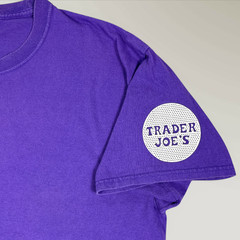 Trader Joe’s T-Shirt Short Sleeve Employee Crew Tee Purple Uniform Size Large