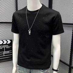 New Fashion Trend Star Hot Diamonds Rhinestones Summer Luxury Men T-Shirt
