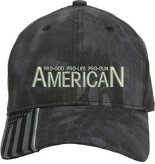 ProGod ProLife ProGun 1Col Embroidered Structured Adjustable US Flag on bill Hat