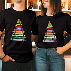 Crayon Christmas Tree T-Shirt Colorful Holiday Teacher Student Xmas Gift T-5171
