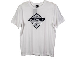 Spyder Graphic T-Shirt Men Short Sleeve Crew Neck Stretch White Large