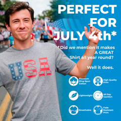 Mens Guitar Flag T Shirt Cool Rock and Roll 4th of July Musician Flag Graphic