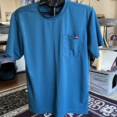 Dickies Men’s Medium Tshirt Teal Blue Polyester Short Sleeve Work Shirt EUC