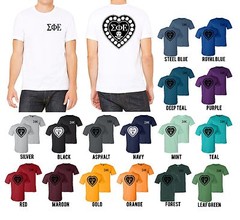 Sigma Phi Epsilon Fraternity Bella+Canvas Shirt SigEp Heart Badge – NEW