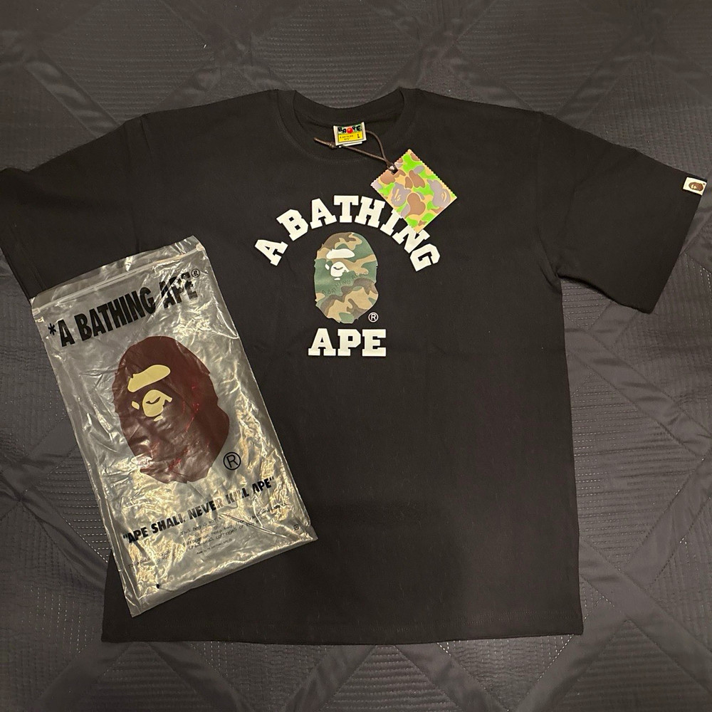 A camo Bathing Ape tee shirt