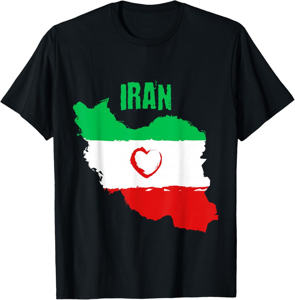 Iran Heart Map Flag Freedom Iranian Persian Free Iran T Shirt