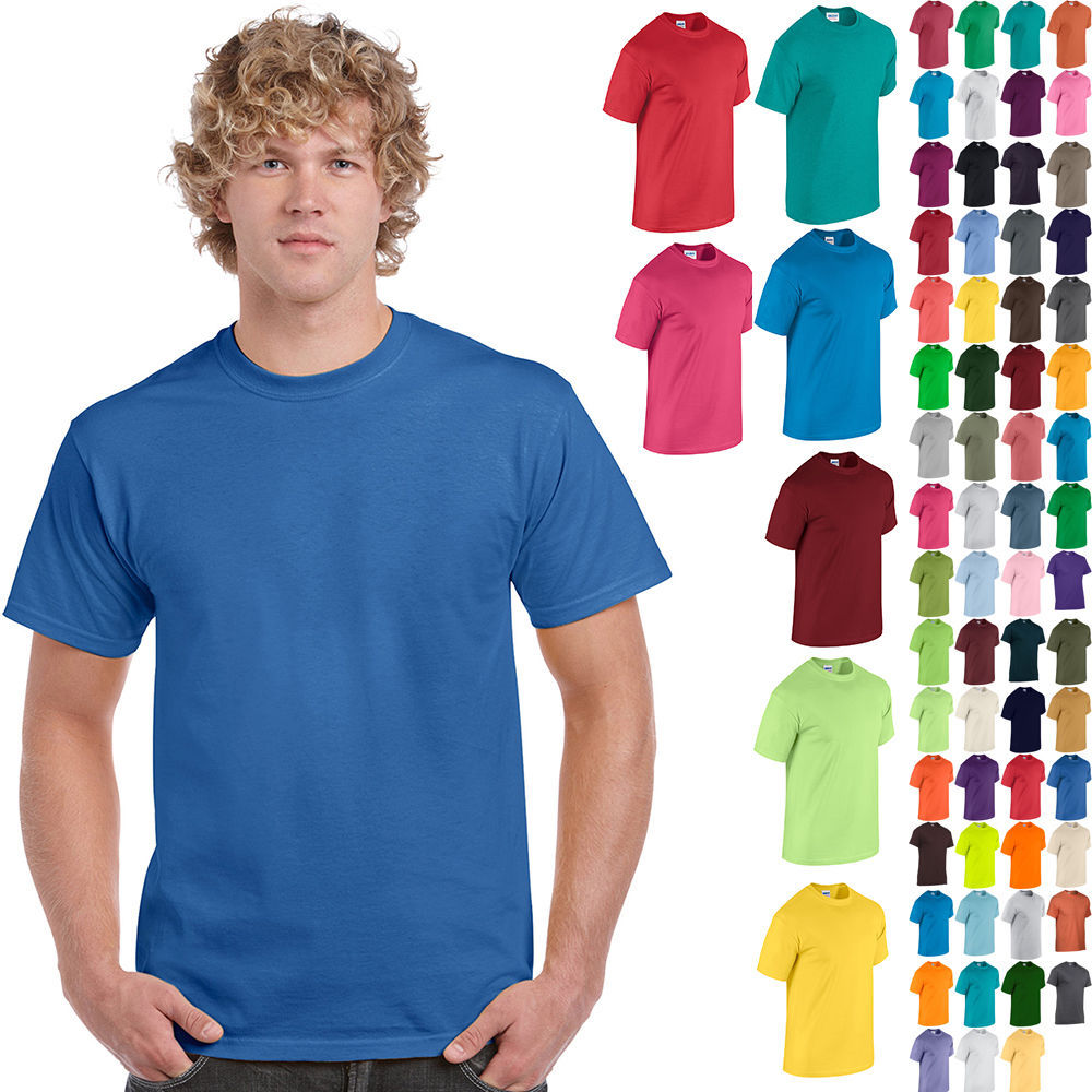 Gildan Men’s T-Shirts 10-Pack Crew Heavyweight 5.3oz 100% Preshrunk Cotton S-3XL