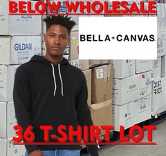 Below WHOLESALE Blank 36 Medium Bella+Canvas 3719 Black HOODIE Bulk Lot