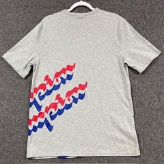 Champion Shirt Mens XL Gray Red Blue Script Logo Graphic Short Sleeve Crew Tee