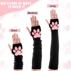 Women’s Cute Therian Cat Paws Gloves 3D Cat Claw Paws Pad Sleeves for Cosplay
