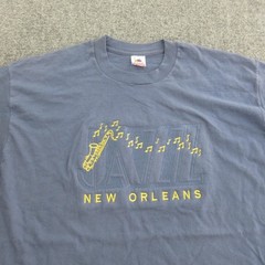 Vintage New Orleans Jazz Shirt Mens XL Blue Fruit Of The Loom Made USA 90s