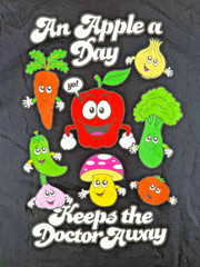 Size L – A-Lab An Apple A Day Fruits & Veggies Long Sleeve Graphic T-Shirt Black