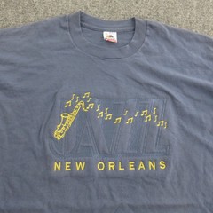 Vintage New Orleans Jazz Shirt Mens XL Blue Fruit Of The Loom Made USA 90s