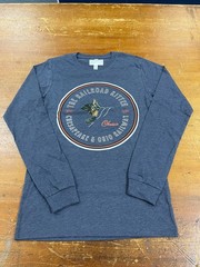 Chessie the Railroad Kitten Est. 1933 Long Sleeve Shirt Heather Navy C&O NEW!