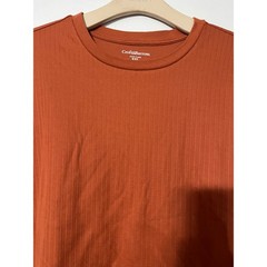 Croft & Barrow Mens XXL Burnt Orange Ribbed Short Sleeve Easy Care Tee RN73277
