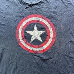 Captain America Shirt Mens M Blue Graphic Tee Crewneck Tagless Cotton Jersey