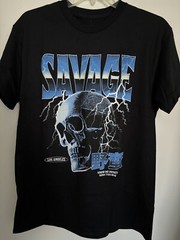 Men’s Medium t-shirt 38/40 black Hybrid “Savage” printed machine wash
