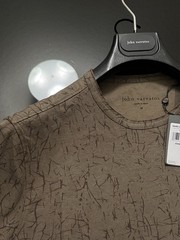 John Varvatos Luxury Shirt – Twine Brown – Raw Cut Edges – Crinkle – Vtg 2023