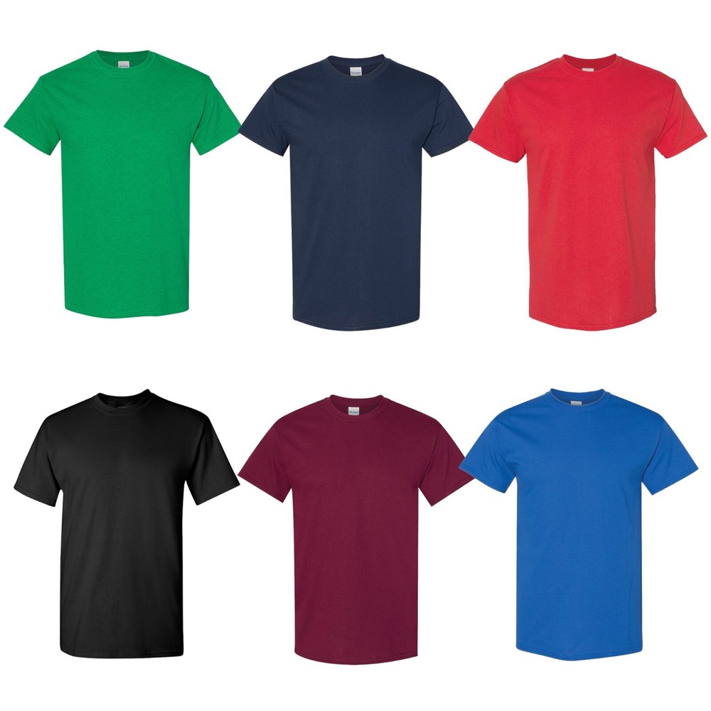 Gildan Heavy Cotton Rib Collar and Taped Neck Assorted Colors T-Shirts Pack of 6