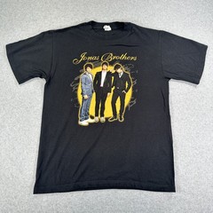 Jonas Brothers Band Tee Black Graphic T-Shirt Size M 100% Cotton Vintage