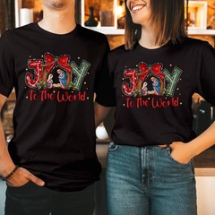 Joy To The World Nativity Coquette Christmas Shirt Christian Xmas Gift T-5383