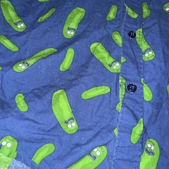 Adult Swim Rick & Morty Men’s Juniors Medium 100% Cotton Collared Pickle Rick