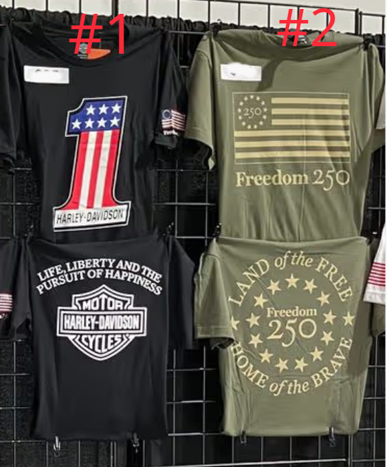 USA 250th Anniversary Shirts Harley Davidson Freedom 1776-2026