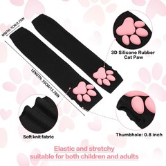 Women’s Cute Therian Cat Paws Gloves 3D Cat Claw Paws Pad Sleeves for Cosplay