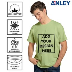 Anley Personalized T-Shirts 100% Cotton Custom Unisex Logo Tee Customized Shirts